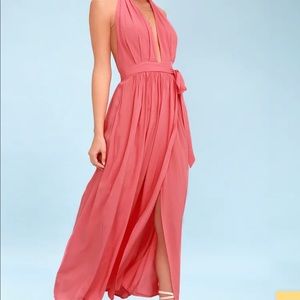 Magical Movement Coral Pink Wrap Maxi Dress